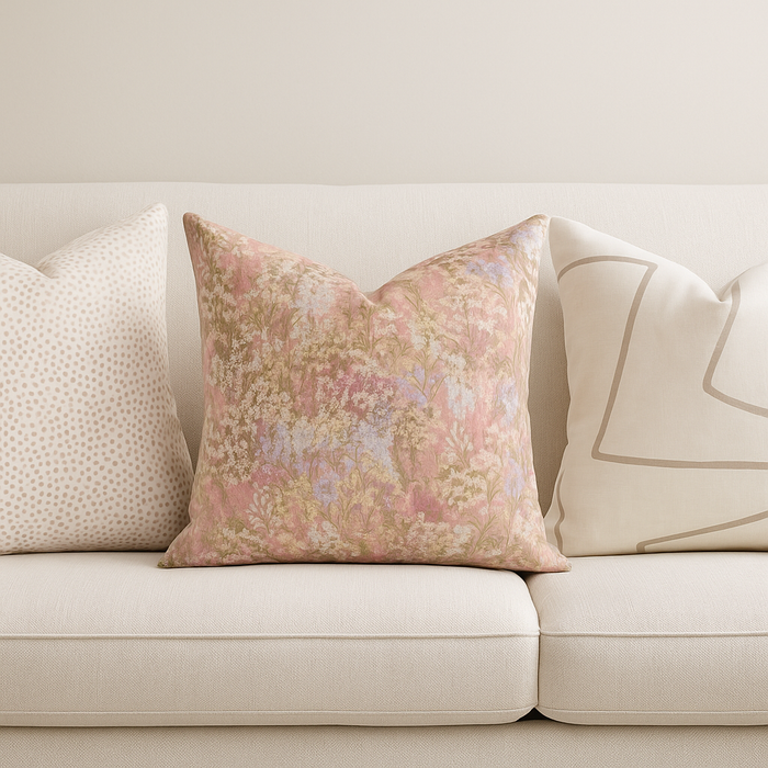 Dekowe Fleur Linen Pillow Cover In Blush