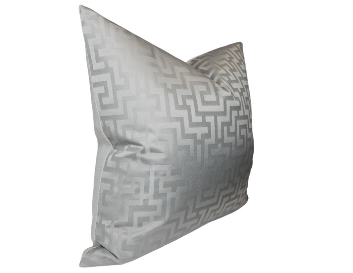Dekowe Greek Key Pillow Cover In Silver