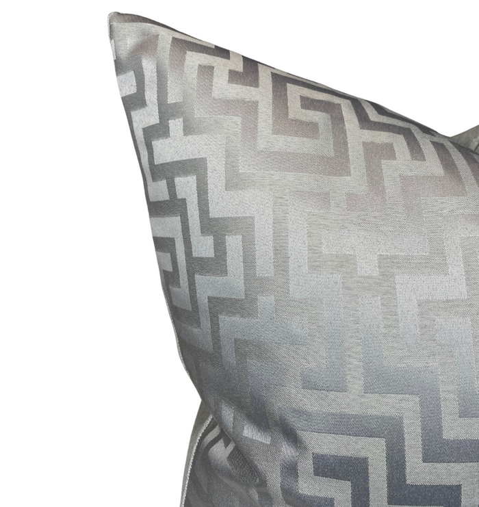 Dekowe Greek Key Pillow Cover In Silver