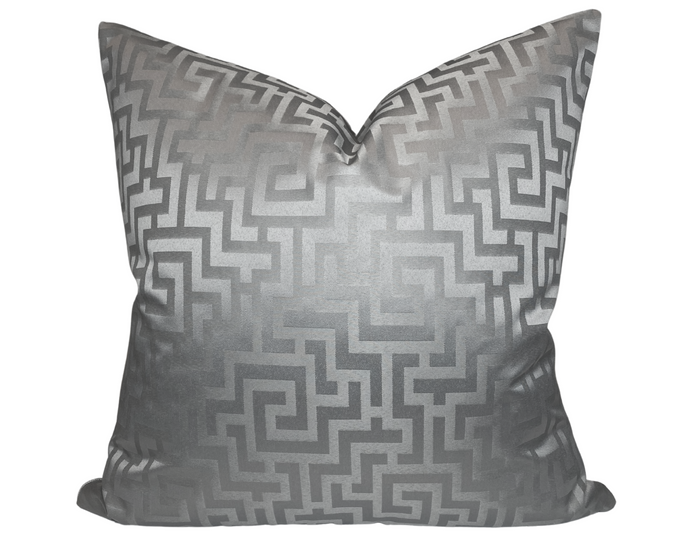 dekowe Greek Key Pillow Cover in Silver
