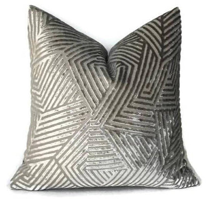 dekowe Grey Maze Velvet Pillow Cover