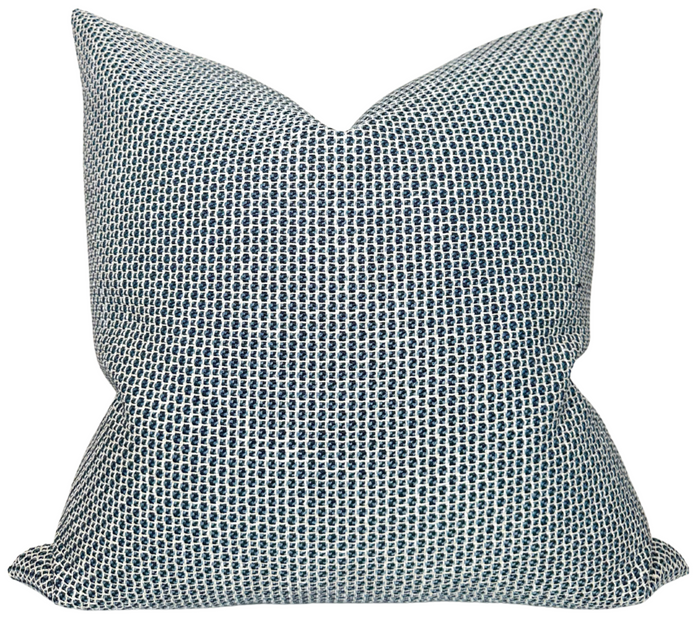 dekowe Gridded Woven Pillow Cover in Blue