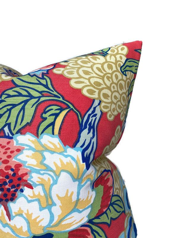 Dekowe Honshu Pillow Cover In Coral And Green