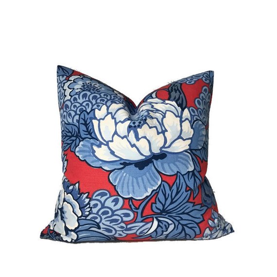 Dekowe Honshu Pillow Cover In Red And Blue