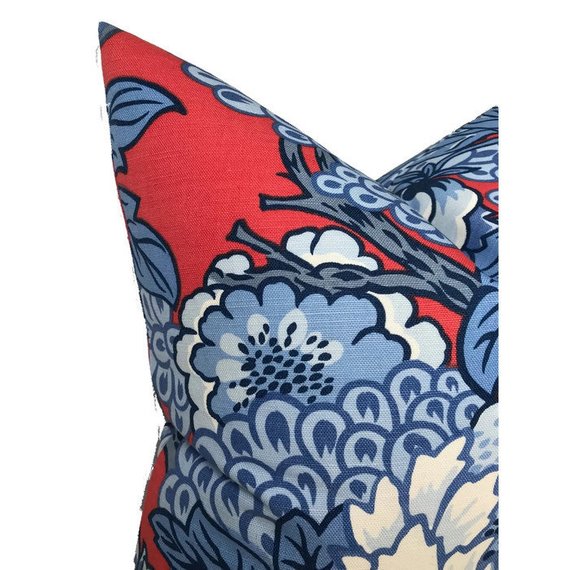 Dekowe Honshu Pillow Cover In Red And Blue
