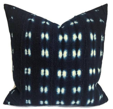 dekowe Indigo Blue African Mudcloth Pillow Cover