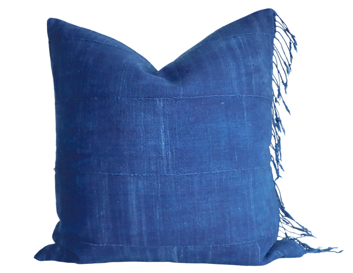 dekowe Indigo Striped Mudcloth Pillow Cover