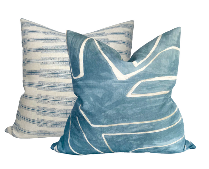 Dekowe Indro Pillow Cover In Lake On Natural