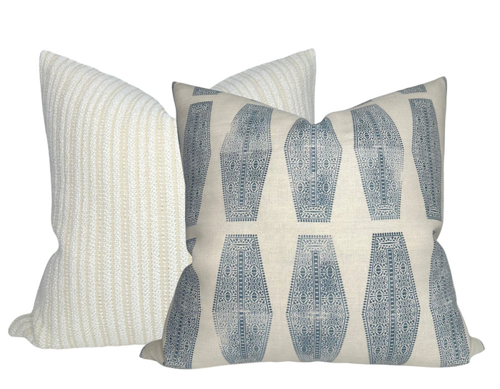 Dekowe Inlay Pillow Cover In Lake Blue