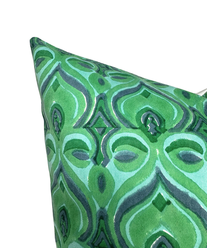 Dekowe Khiva Pillow Cover In Blue + Green