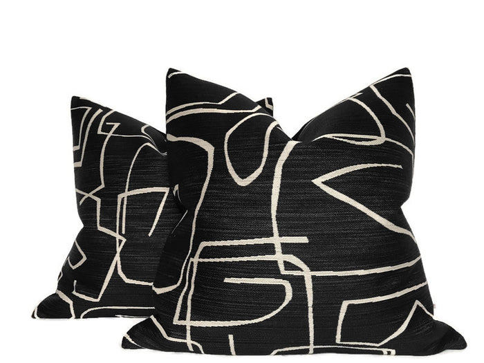 Dekowe Kravet Abstract Pillow Cover In Black
