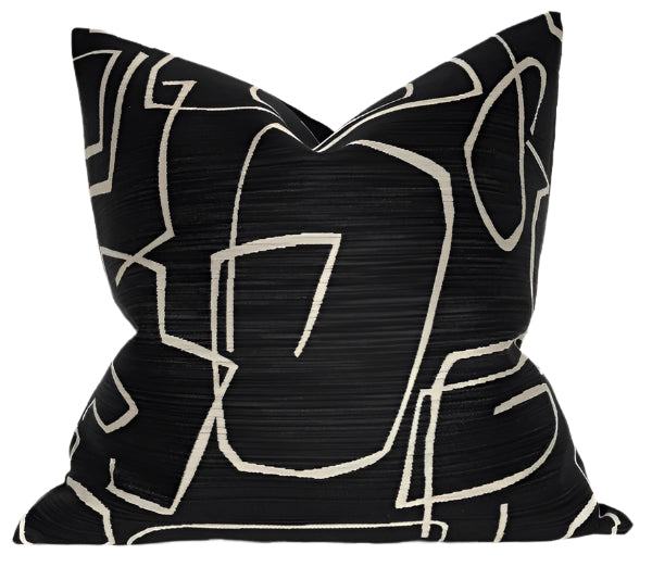 dekowe Kravet Abstract Pillow Cover in Black