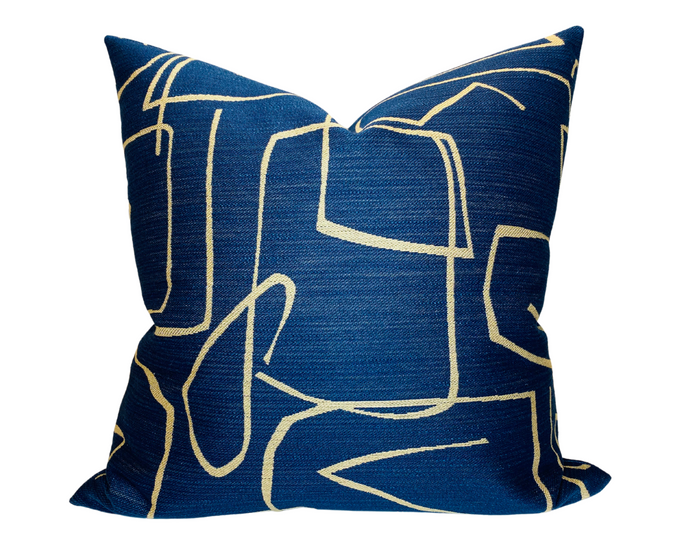 dekowe Kravet Abstract Pillow Cover in Indigo