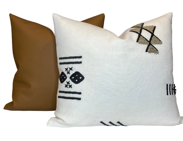 Dekowe Leather Pillow Cover In Chestnut