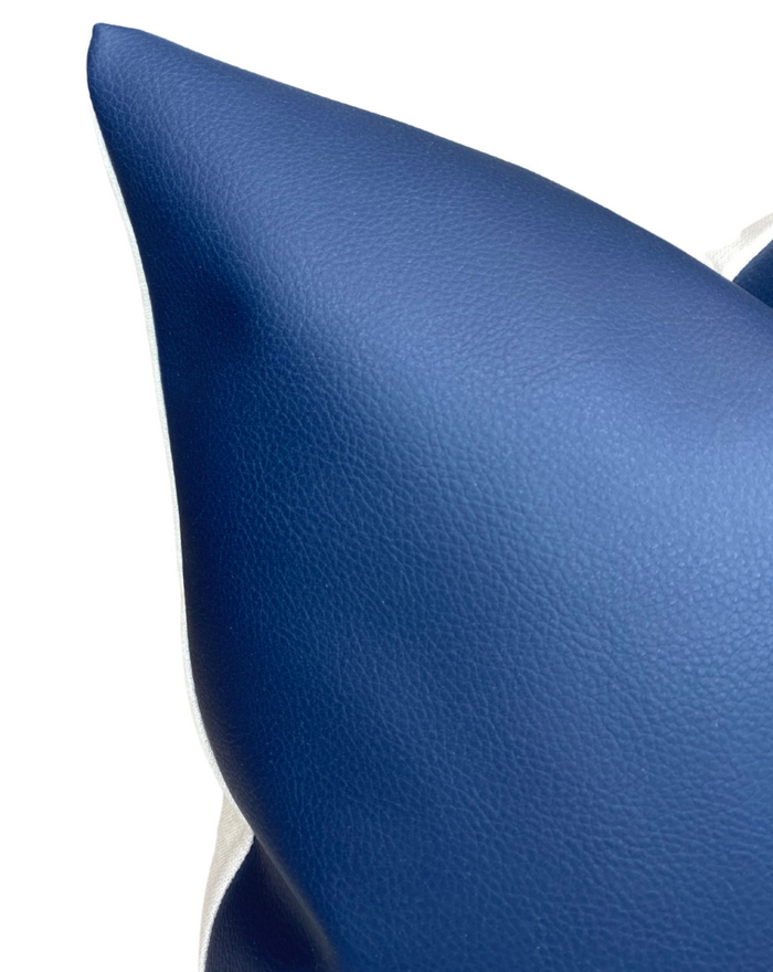 Dekowe Leather Pillow Cover In Navy Blue