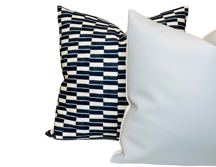 Dekowe Leather Pillow Cover In Pale Blue