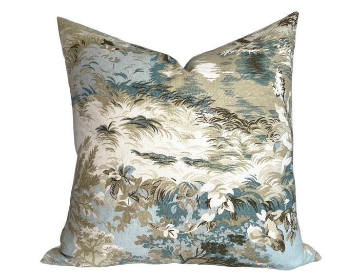 Dekowe Lincoln Toile Pillow Cover In Light Blue