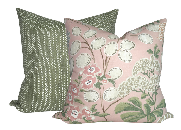 Dekowe Meadow Floral Pillow Cover In Blush