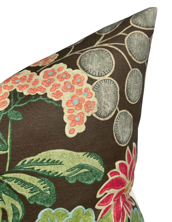 Dekowe Meadow Floral Pillow Cover In Brown