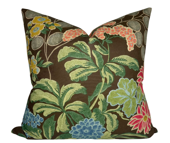 dekowe Meadow Floral Pillow Cover in Brown