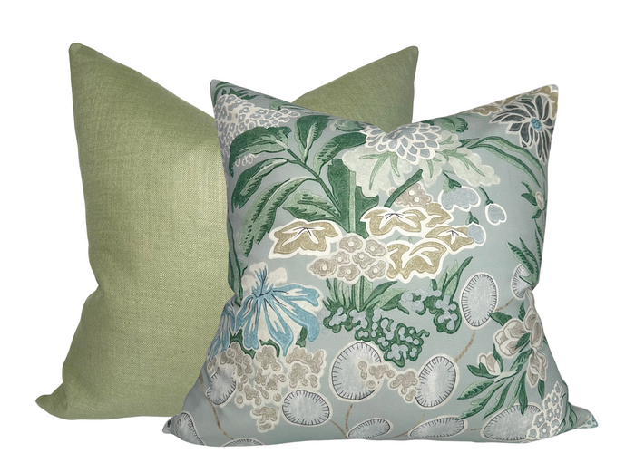 Dekowe Meadow Floral Pillow Cover In Sage