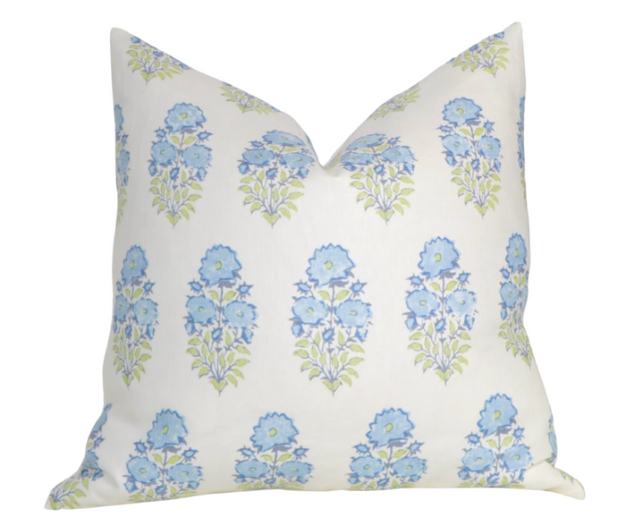 dekowe Mughal Flower Pillow Cover in Monsoon Blue