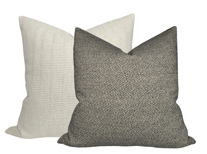 Dekowe Nubby Woven Pillow Cover In Charcoal