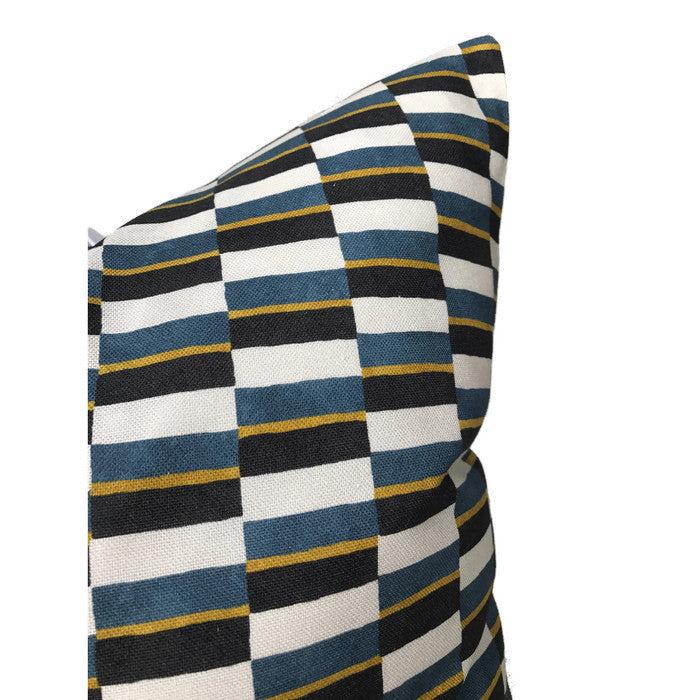 Dekowe Odon Pillow Cover In Blue + Yellow
