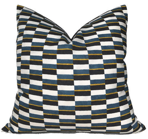 dekowe Odon Pillow Cover in Blue + Yellow