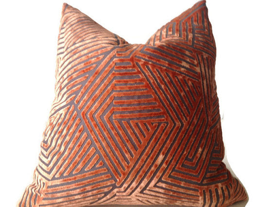 Dekowe Orange Maze Velvet Pillow Cover