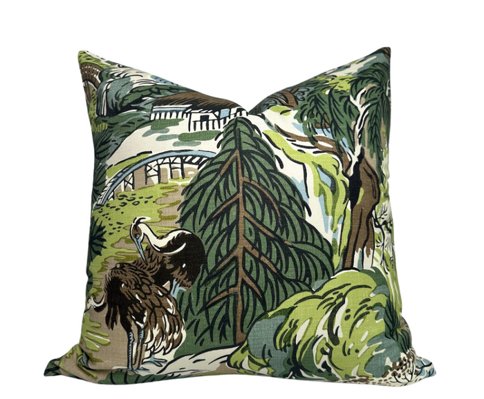 Dekowe Pagoda Pillow Cover In Green + Brown