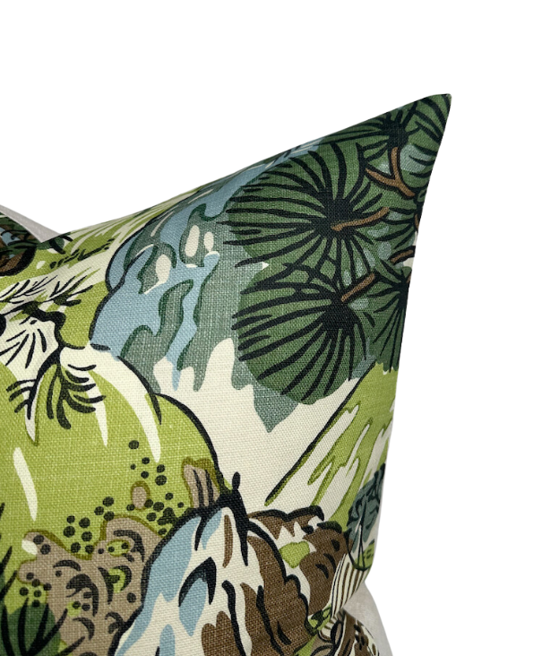 Dekowe Pagoda Pillow Cover In Green + Brown