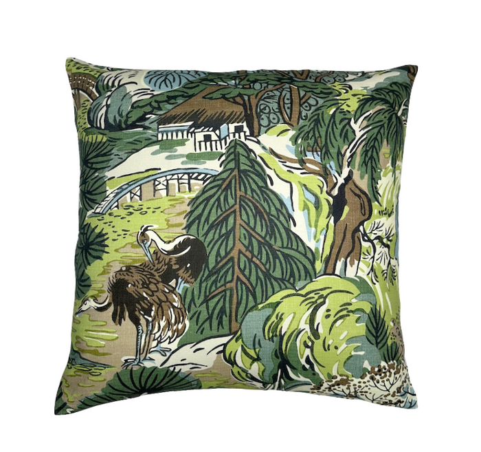 Dekowe Pagoda Pillow Cover In Green + Brown