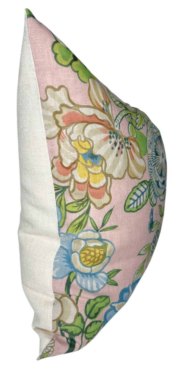 Dekowe Peony Garden Floral Pillow Cover In Blush