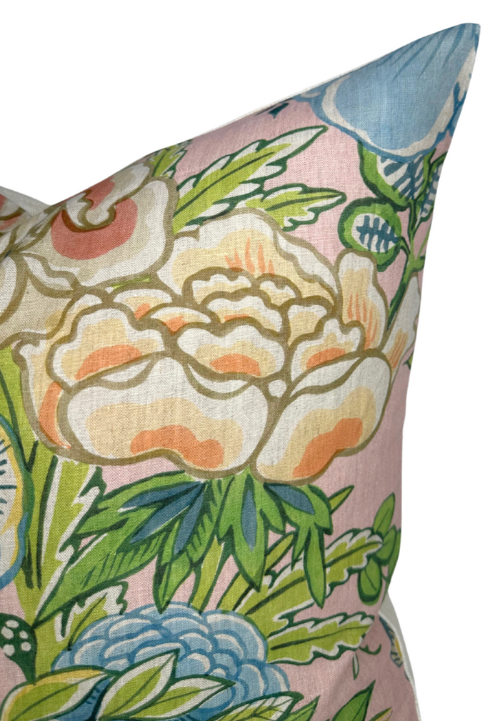 Dekowe Peony Garden Floral Pillow Cover In Blush