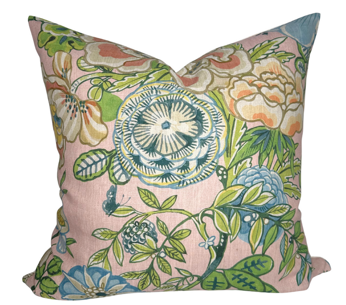 dekowe Peony Garden Floral Pillow Cover in Blush