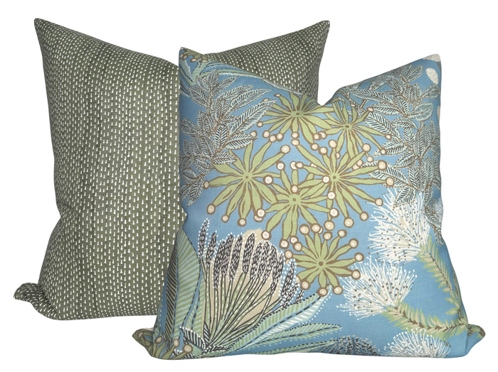 Dekowe Protea Performance Pillow Cover In Spa Blue