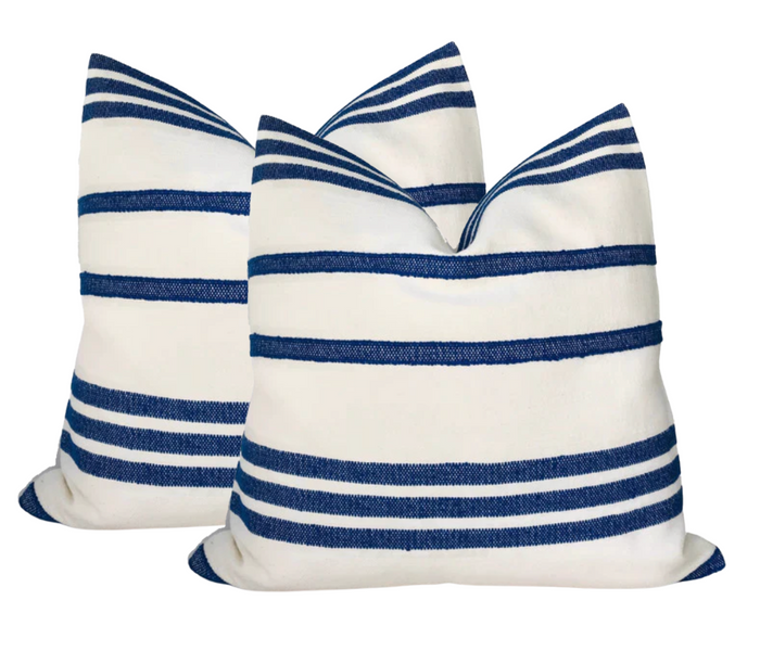 Dekowe Schumacher Dune Stripe Pillow Cover In Blue