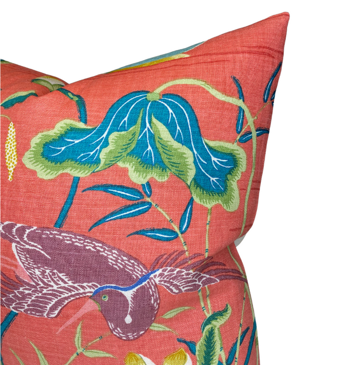 Dekowe Schumacher Lotus Garden Pillow Cover In Red