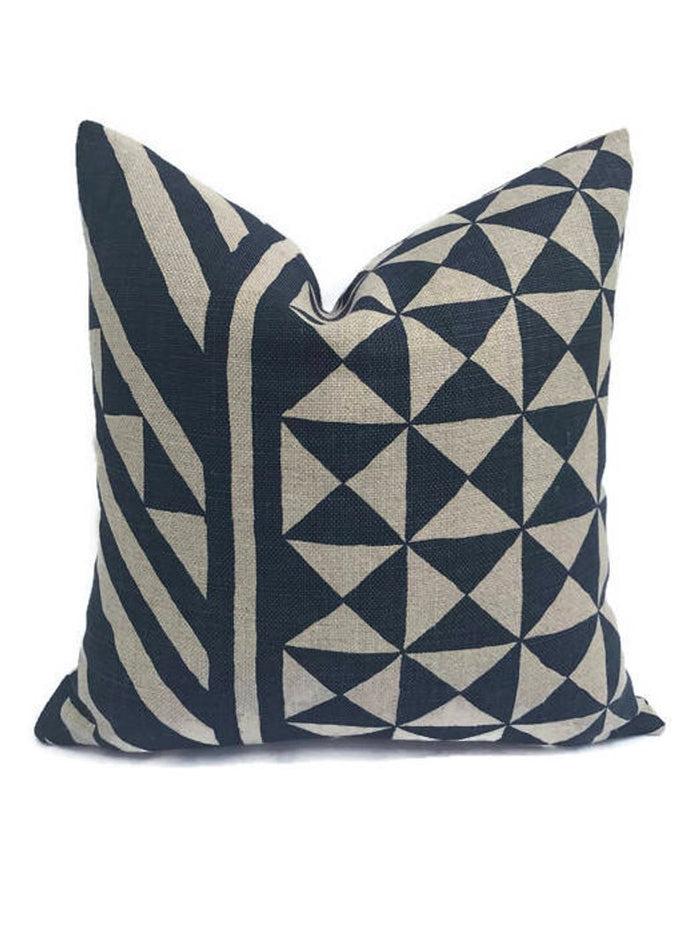 dekowe Schumacher Nuba Pillow Cover in Indigo Blue