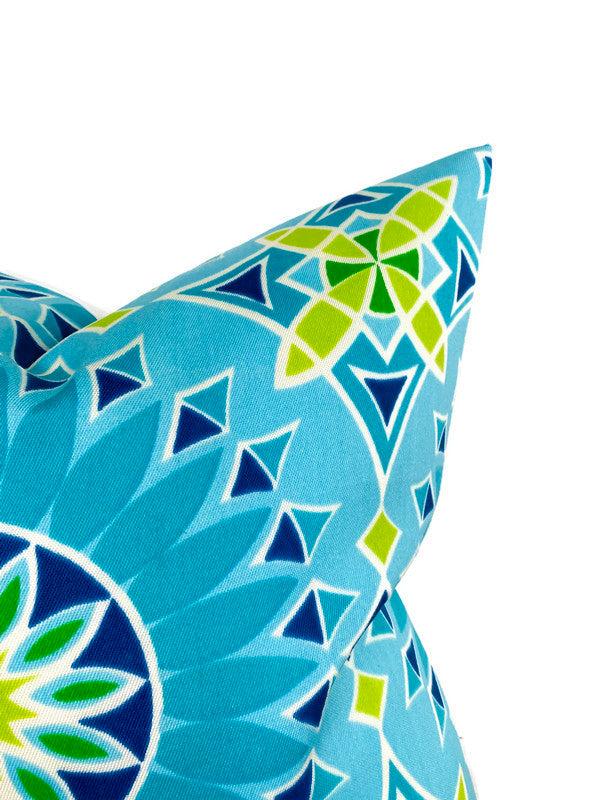 Dekowe Schumacher Soleil Pillow Cover In Aqua Blue