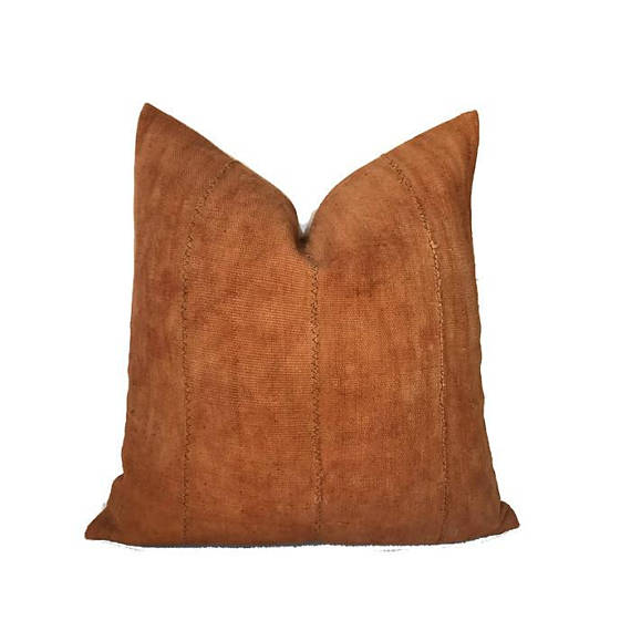 dekowe Solid Print Mudcloth Pillow Cover in Copper