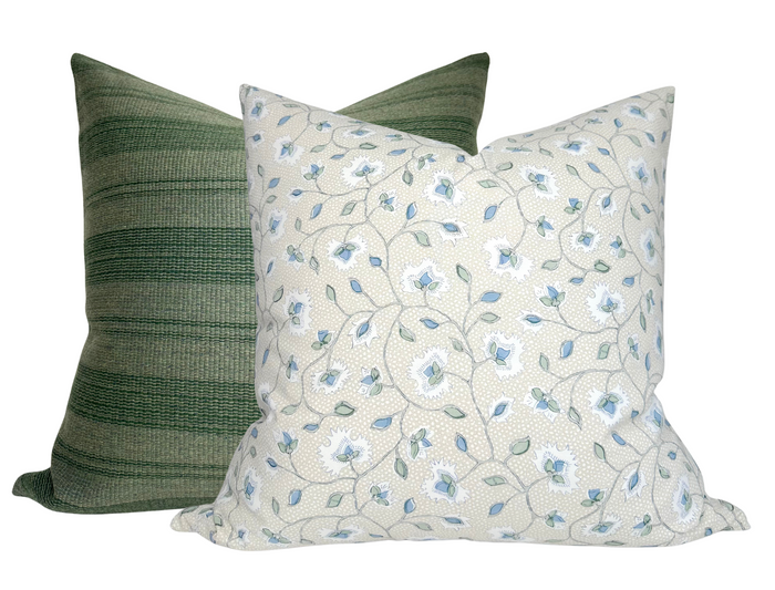 Dekowe Striped Woven Pillow Cover In Forest Green