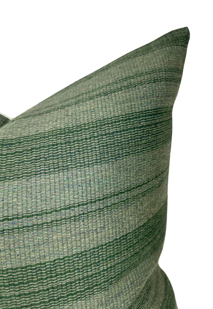 Dekowe Striped Woven Pillow Cover In Forest Green