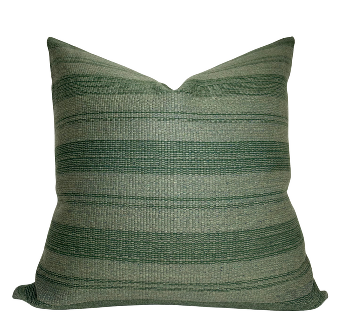 dekowe Striped Woven Pillow Cover in Forest Green