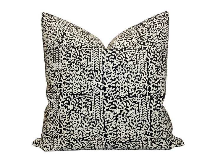 dekowe Trellis Pillow Cover in Tan on Black