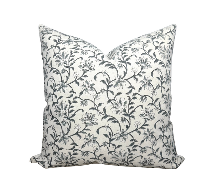 dekowe Vina Floral Print Pillow Cover in Indigo