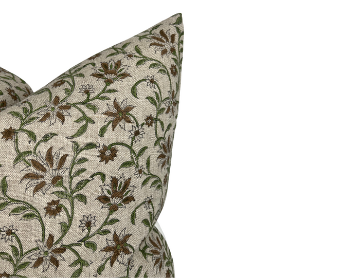 Dekowe Vine Print Pillow Cover In Green