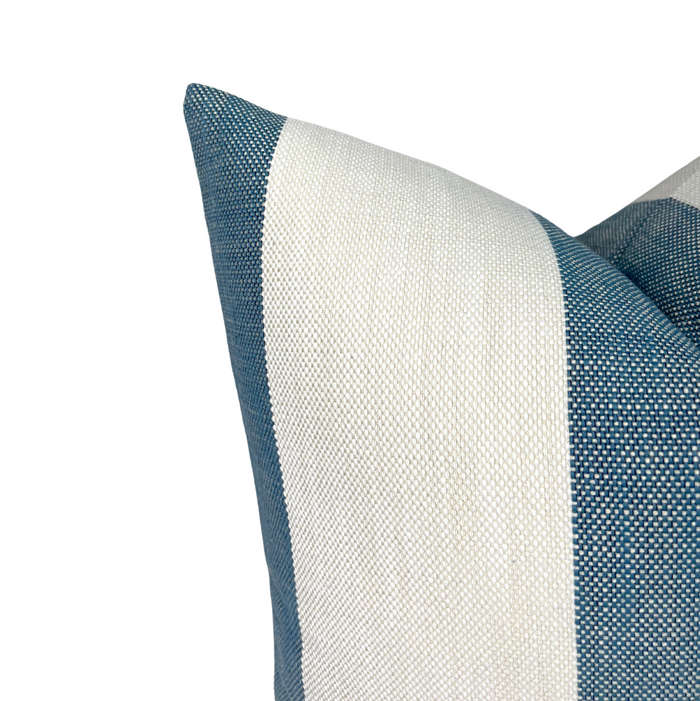 Dekowe Vintage Striped Pillow Cover In Lagoon