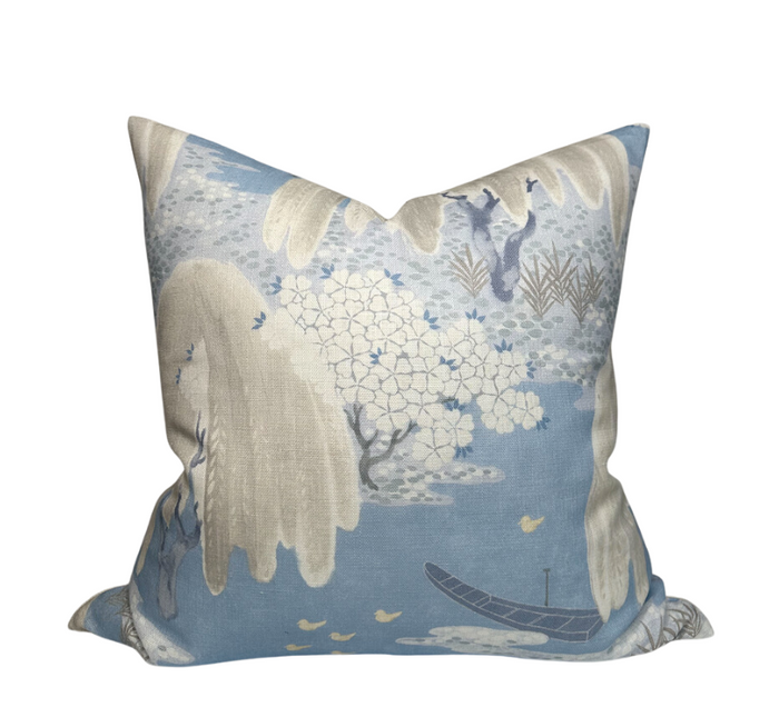 Dekowe Willow Tree Pillow Cover In Soft Blue